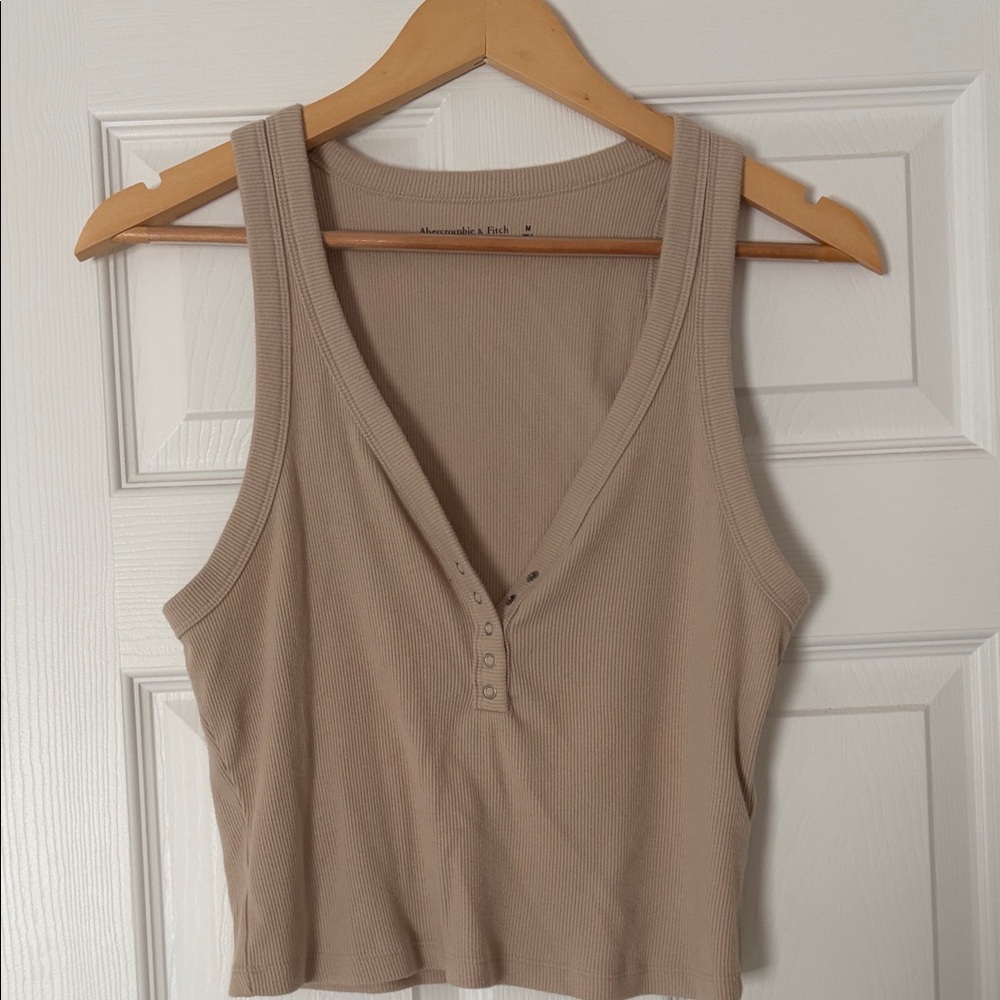 Abercrombie & Fitch Women's Beige Buttoned Tank Top